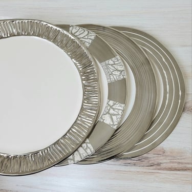 Large Platinum Rim Chargers from Michael Wainwright - Mix Matched set of 4 