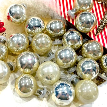 VINTAGE: 17pc - Small Mercury Glass Ornaments - Christmas Bulbs - Holiday Ornaments - Decorations - Crafts - SKU 00034576 