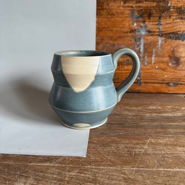 Mug -Slate Blue with White Geometric Shapes 