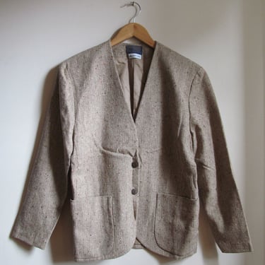 80s Wool Tweed Blazer Jacket M L 40 Bust 