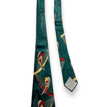 Vintage 1940s HOLLYVOGUE Necktie ~ Art Deco / Rockabilly / Swing ~ Neck Tie / Cravat ~ Bellywarmer 
