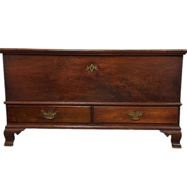 18th Century Chippendale Walnut Blanket Chest With Two Drawers and Till