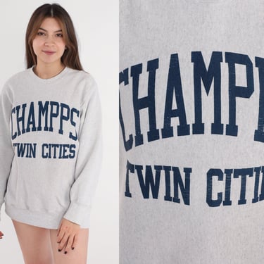 Champps Twin Cities Sweatshirt 80s Minneapolis Saint Paul Sweater Minnesota Bar Grill Graphic Shirt Heather Grey Vintage 1980s Soffe Medium 