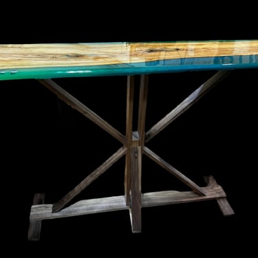 #Epoxy and Olive Wood Nautical Sofa Table