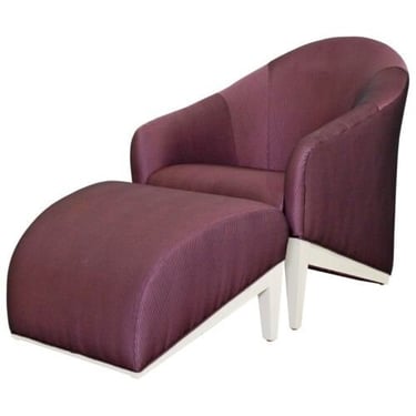 Contemporary Modern Lounge Chair & Ottoman Vladimir Kagan Style 
