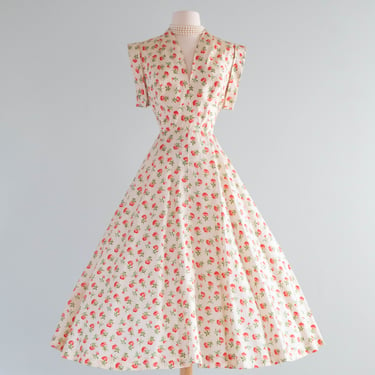 Absolutely Stunning 1950's Traina-Norell Silk Carnation Print Dress / SM