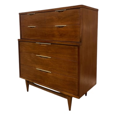 Free shipping within Continental US -   Vintage Mid Century Modern Solid Walnut 5-Drawer Dresser by Kent Coffey Dovetailed Drawers 