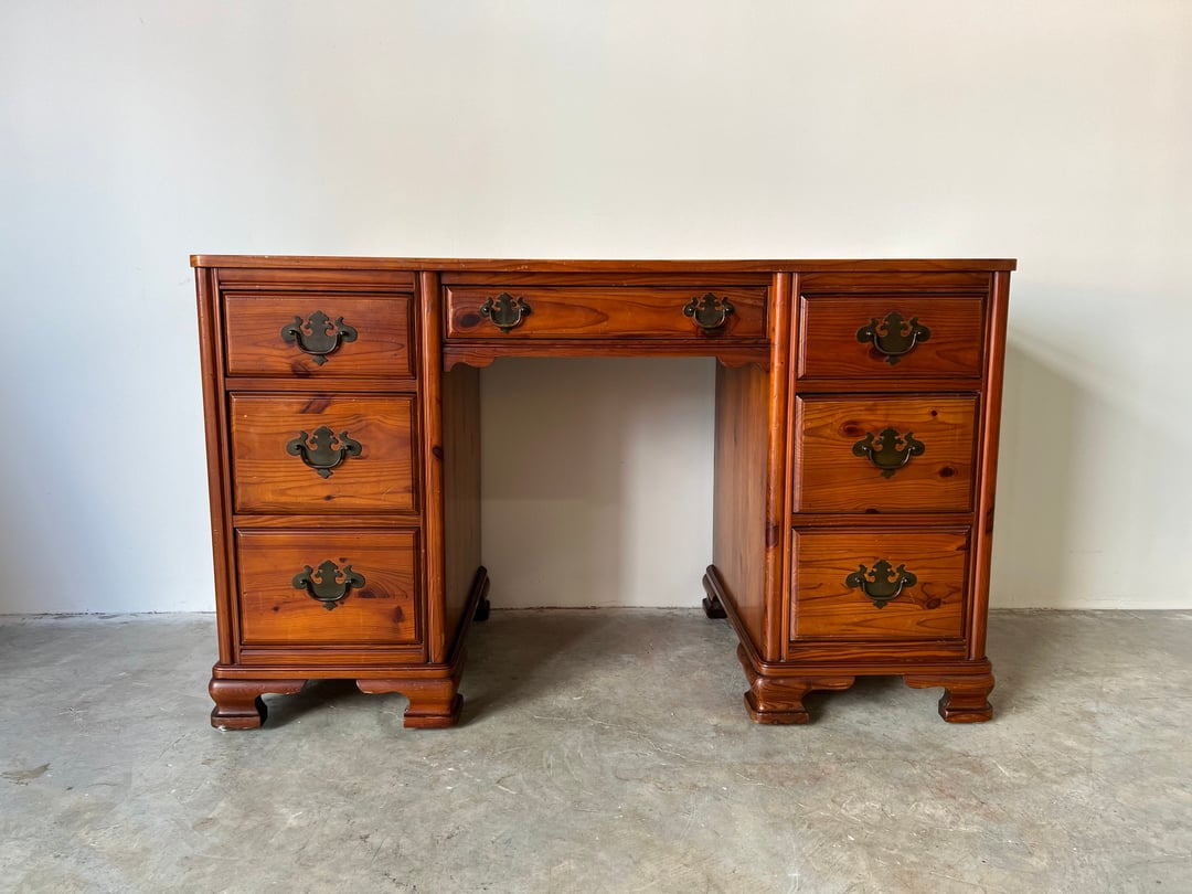 Vintage Pine Wood Desk by Unique Furniture Makers Miami Vintage Decor