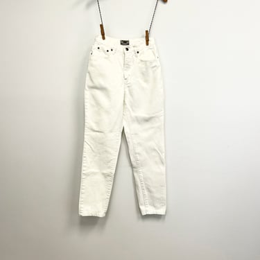 Vintage 1980s Mid Rise White Tapered Leg Jeans | Limited | Womens Size 4 