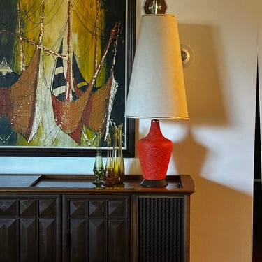 Tall Mid Century Fat Lava Orange Lamp 