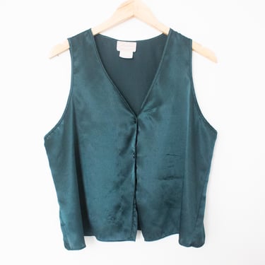 Angelique | Vintage 80’s/90’s Dark Green 2 Piece Pajama Top & Shorts | Size L, Classy, Basic, Simple / All Seasons, Silky, Lightweight 