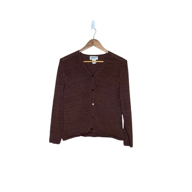 Vintage Brown Pendelton Semi Sheer Cardigan Sweater, Size M 