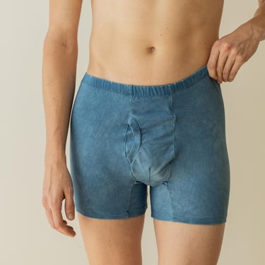 Organic Hemp Brief, Underwear, Natural Dye Boxer Briefs, indigo Blue Organic Cotton Trunks 