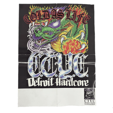 Vintage Cold As Life Detroit Hardcore "Born To Land Hard" Poster