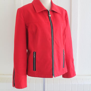 St John Sport - Red - Zip Front Jacket -  Marie Gray - Cotton - Estimated size 18 