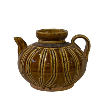 Chinese Ware Brown Lines Pattern Ceramic Jar Vase Display Art ws2667E 