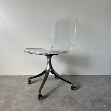 70's Mid-Century Rolling - Swivel Lucite Desk Chair 