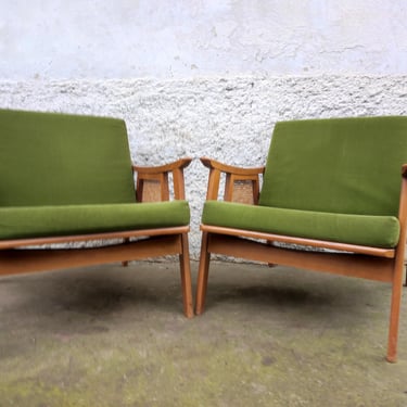 1 of 2 Vintage Coctail Armchair / Lounge Armchair / Mid Century Lounge Cocktail Armchair/ Modern Green Textile Armchair /60s / Yugoslavia 