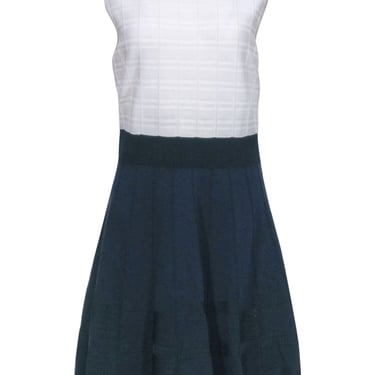 Ted Baker - Navy &amp; Ivory Knit Sleeveless Dress Sz 10