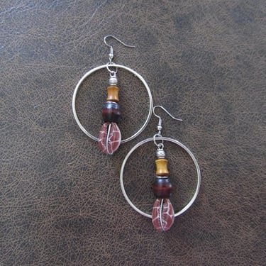 Painted cowrie shell hoop earrings 