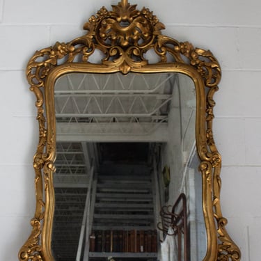 antique french carved wood gilt standing mirror