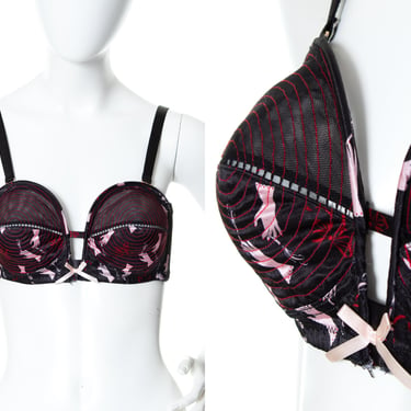 Modern NWT Bra | 1940s 1950s Vintage Style PIN Up GIRL Novelty Print Cigarettes Hands Circle Stitch Strapless Overwire Pin Up Bra (36C) 
