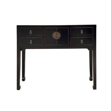 Oriental Black Lacquer 4 Drawers Slim Narrow Foyer Side Table cs7536E 