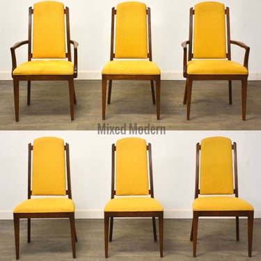 Walnut Yellow Dining Chairs- Set of 6 