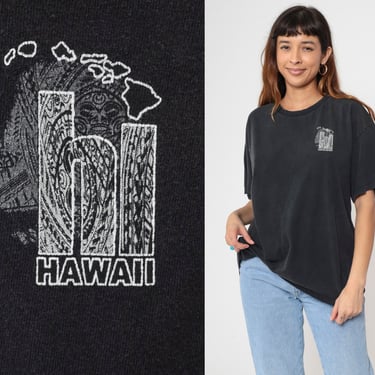 Y2K Hawaii T Shirt Tropical Shirt 00s Graphic Tee Black Hawaiian Islands TShirt Destination Travel Shirt Retro Vintage Extra Large xl 