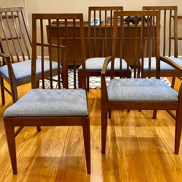 Set of 5 Midcentury Lane Dining Room Chairs Walnut 