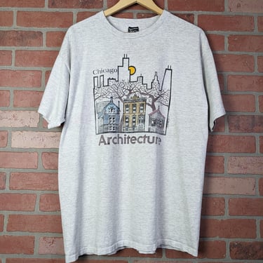 Vintage 90s Chicago Architecture ORIGINAL Tourist Tee - Extra Large 