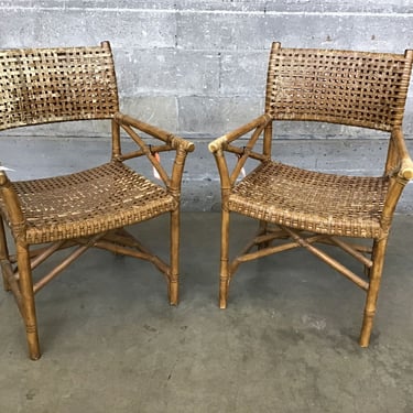 Pair of Bamboo & Leather Chairs (Seattle)