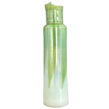 1900 Tiffany Studios Green and White Pulled Feather Art Glass Lamp. Gas Light Part / Oil Lamp. 