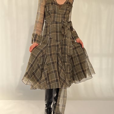 Diane von Furstenburg Silk Organza Plaid Dress (M)