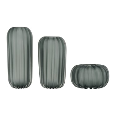 Murano Glass Gray Vase Trio