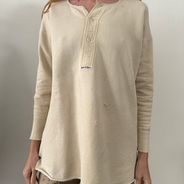 1920s Cotton Henley Sweatshirt Pullover