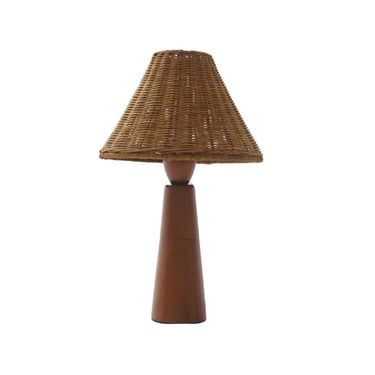 Wicker and Wood Table Lamp 