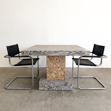 Vintage Square Dining Table Games Table With Ettore Sottsass Veneer Postmodern 80s 