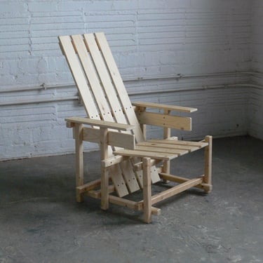 Studio Designed Adirondack Chair In the Manner of Gerrit Rietveld 