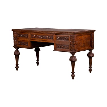 19th Century French Napoleon III Style Oak Writing Desk 