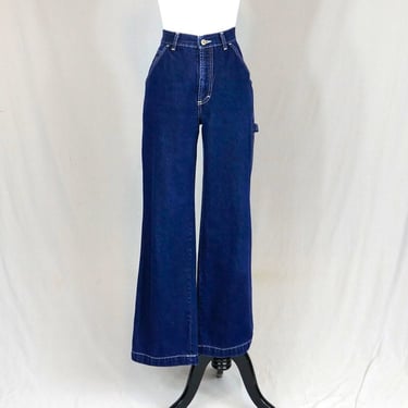 Vintage Victoria's Secret LondonJean Carpenter Jeans - 28" waist - Dark Blue w/ White Stitching - Wide Baggy Leg - 32" inseam 
