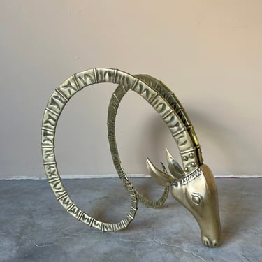 Hollywood Regency Brass Ibex Ram Head Coffee Table Base / Sculpture 
