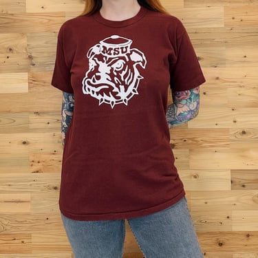 70's Vintage MSU Mississippi State University Bulldogs Tee Shirt T-Shirt 