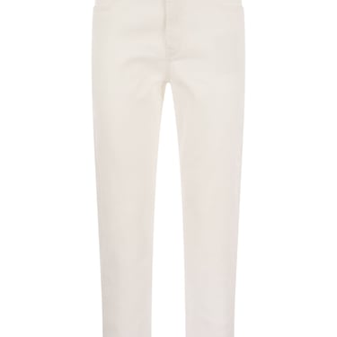 Brunello Cucinelli Women Baggy Trousers In Garment-Dyed Comfort Denim With Shiny Tab