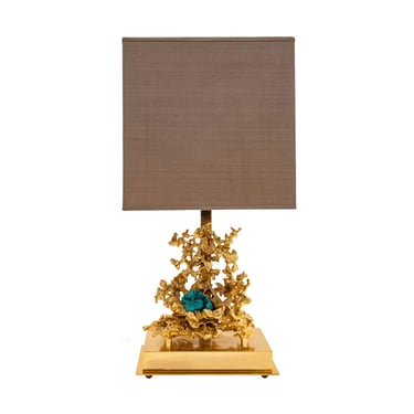 Exquisite Table Lamp in 24 Karat Gold Bronze in the Manner of Claude Victor Boeltz 1970s