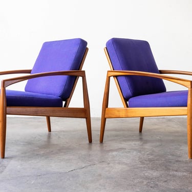 A Pair of Danish Teak 'Paper Knife' Model 121 Lounge Chair by Kai Kristiansen 