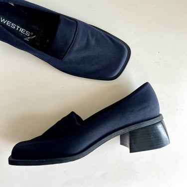 Vintage PRADA Black Leather Square Toe Loafers