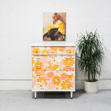Orange and White Flower Power Dresser by Bassett Furniture