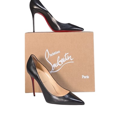 Christian Louboutin - Black Leather Pointed Toe Pumps Sz 12