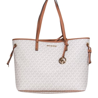 Michael Michael Kors - Ivory & Brown Leather Logo Tote